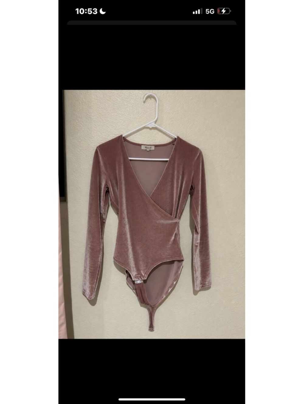 Dusty Pink Velvet Wrap Bodysuit Long Sleeve Y2K